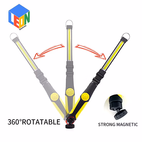 Lanterna manual sem fio alimentada por bateria COB feixe de inundação LED luz de trabalho com recarregável magnético e USB